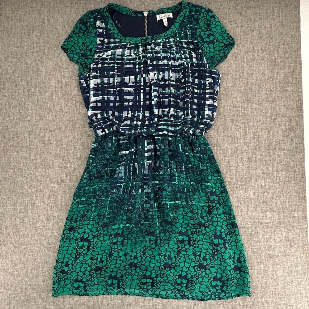 Speechless Dress Juniors Medium Blue & Green Lined